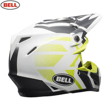 Load image into Gallery viewer, BELL MX Moto-9 Mips District Matte White/Black/Green Light Motocross Helmet