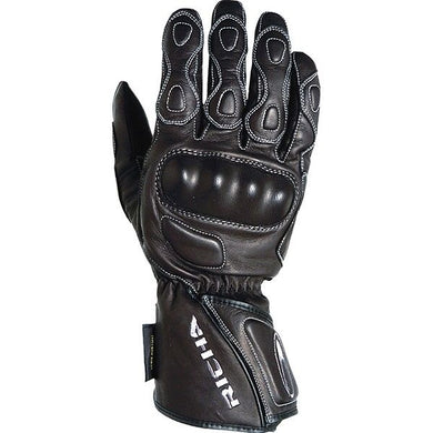 RICHA W/P Racing Black Motorbike Leather Waterproof Reinforced Palm Gloves