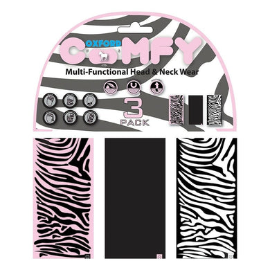 3 Oxford COMFY Zebra Stripes Head & Neck Snood/Scalf/Bandana/Beanie/Mask