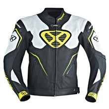 Load image into Gallery viewer, IXON ORCUS Leather Black/White or Yellow Sports Motorbike Jacket CE Certified