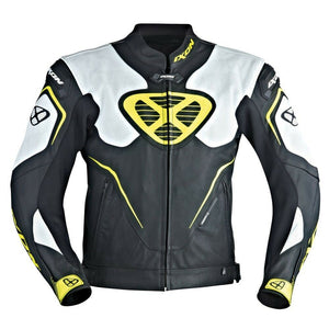 IXON ORCUS Leather Black/White or Yellow Sports Motorbike Jacket CE Certified