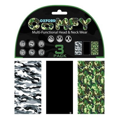 3 Oxford COMFY Camo Multi-Functional Head & Neck Snood/Scalf/Bandana/Beanie/Mask