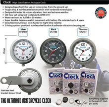 Load image into Gallery viewer, Oxford ANALOGUE CLOCK Black watch for Motorcycle/Motorbike Handlebars