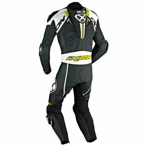 IXON MIRAGE Black/White/Yellow Kangaroo/Cow Leather Motorbike 1PC Racing Suit