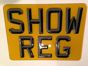 3D GEL SHADOW Raised Letters Motorbike Show Plate 9x7 Legal Size or 8x6