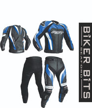 Load image into Gallery viewer, RST TRACTECH EVO 3 Suzuki/Yamaha Blue Motorcycle CE Leather Jacket/Trousers 2PC