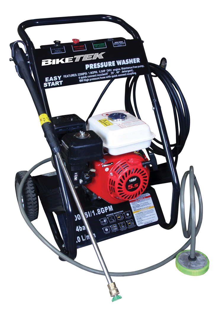 BIKETEK Remote Power Pressure Washer 4 Stroke Motorcycles/Motocross/Motorhomes