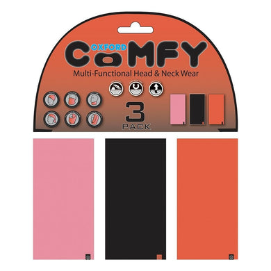 3 Oxford COMFY Pink/Black/Red Head & Neck Snood/Scalf/Bandana/Beanie/Mask