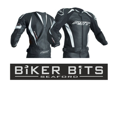 RST TRACTECH EVO 3 Black/White Motorcycle Sports CE Leather Race Hump Jacket