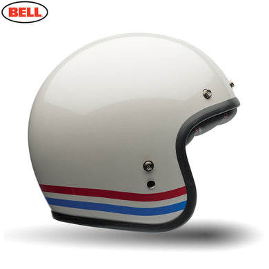 Bell Cruiser Custom 500 Stripes Pearl White Retro Adult Open Face Helmet