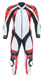 RST PRO SERIES 1840 CPXC II White/Flo Red Leather Motorbike 1PC Racing Suit