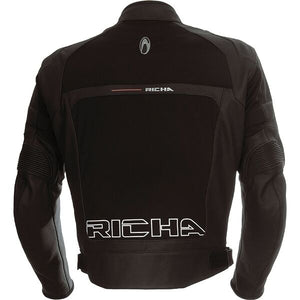 RICHA REX Black Cow Leather & Textile Motorbike Jacket with Detachable 3 Layers