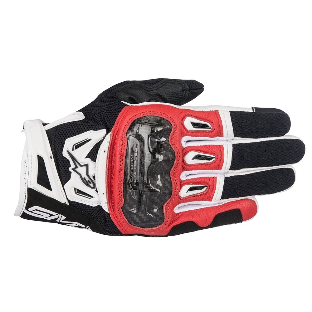 10% Off ALPINESTARS SMX2 v2 AIR Carbon Black/Red Motorbike Street Short Gloves