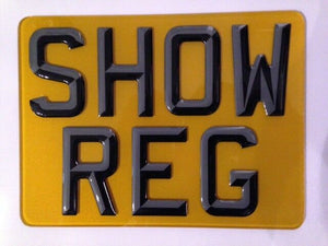 3D GEL SHADOW Raised Letters Motorbike Show Plate 9x7 Legal Size or 8x6