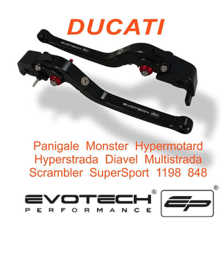 ALL DUCATI's Evotech Performance Long Black Folding Brake & Clutch Levers Set