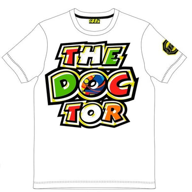 Valentino Rossi Mens White T-Shirt The Doctor Official MotoGP Merchandise VR46