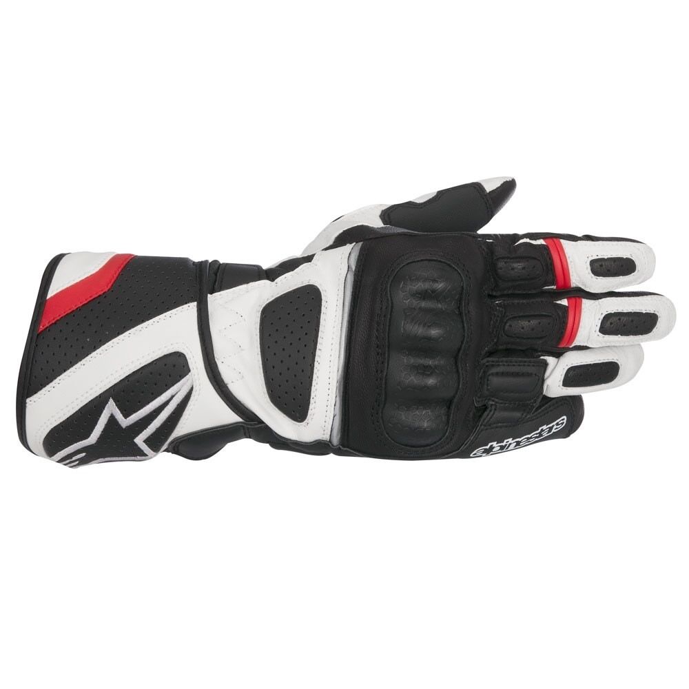 10% Off ALPINESTARS SPZ Drystar WP Black/White/Red Motorbike Leather Gloves