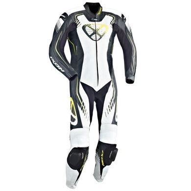 OFFERS! IXON STARBURST UK40 Black/White/Bright Yellow Leather Motorbike 1PC Suit