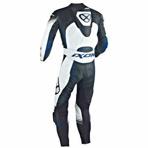 IXON STARBURST UK40 Black/White/Blue Yellow Leather Motorbike 1PC Suit