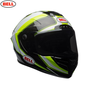 Bell Street RACE STAR SECTOR White/Hi-Viz Green Carbon Flex Impact Liner Helmet