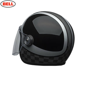 BELL Cruiser RIOT SE CHECKS Black Open Face Motorcycle Helmet Clear Flip Visor