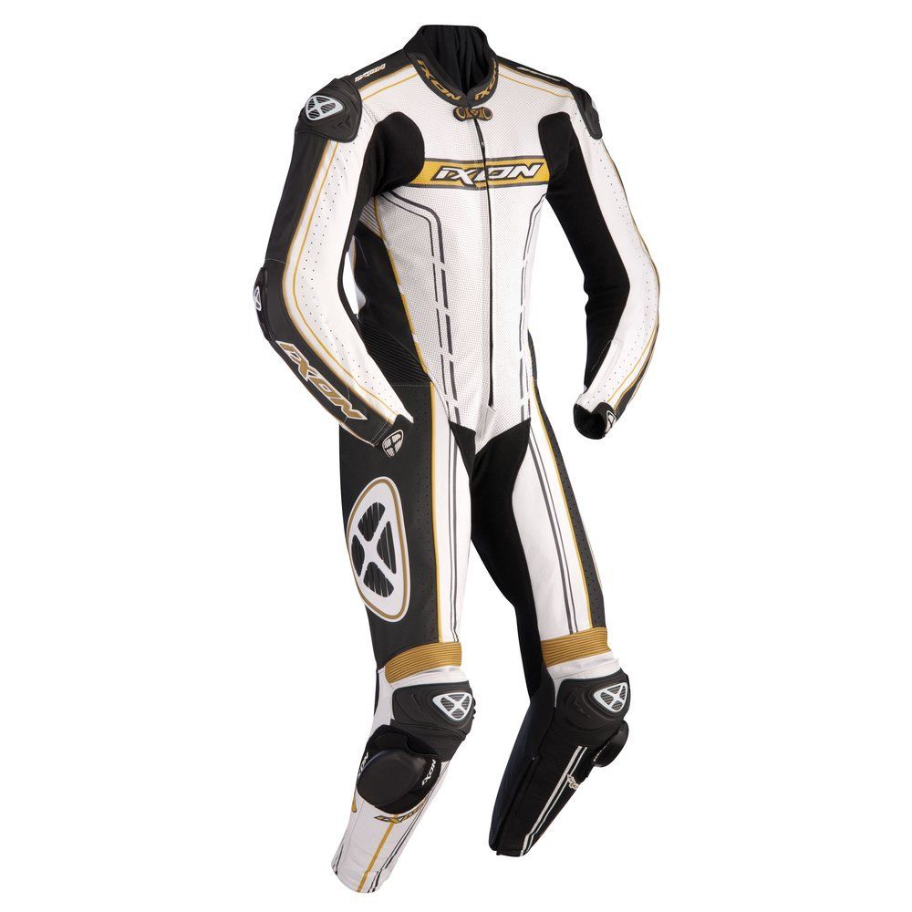 IXON ZENITH Kangaroo Leather Motorbike 1PC White/Black/Gold Racing MotoGP Suit