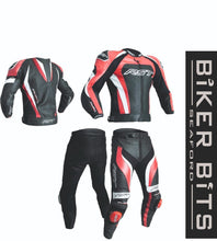 Load image into Gallery viewer, RST TRACTECH EVO 3 Red/Black/White Motorcycle CE Leather Jacket/Trousers 2PC