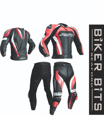 RST TRACTECH EVO 3 Red/Black/White Motorcycle CE Leather Jacket/Trousers 2PC