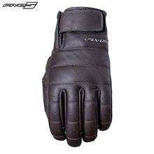 Load image into Gallery viewer, Five CALIFORNIA Brown/Black Quilted &amp; Topstitched Leather Motorbike Gloves