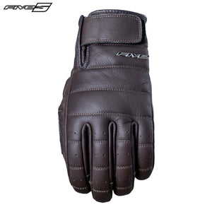 Five CALIFORNIA Brown/Black Quilted & Topstitched Leather Motorbike Gloves