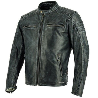 RICHA DAYTONA 60's Leather Retro Vintage Style Black/Cognac Motorcycle Jacket