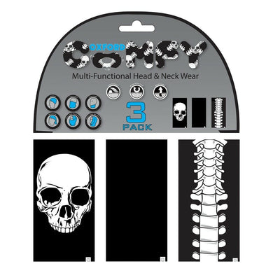 3 Oxford COMFY Skeleton/Skull Head & Neck Snood/Scalf/Bandana/Beanie/Mask