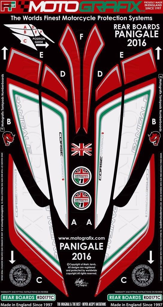 Motografix DUCATI 1299/959 Panigale Rear Seat Unit Red/White/Green Gel Protector