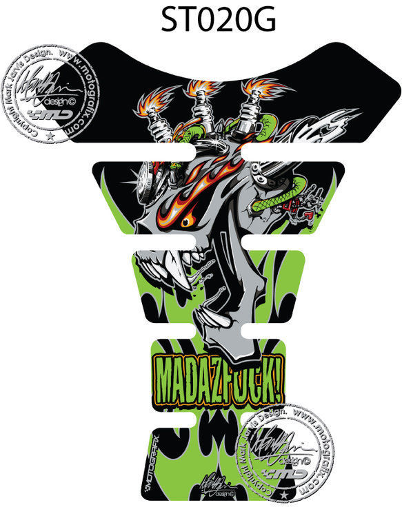 Mad Az F**K Kawasaki GREEN 3D Gel Motorbike MotografixTankpad Protector