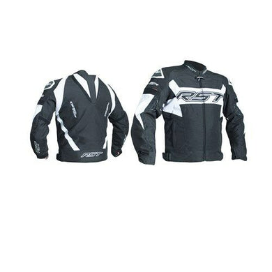 RST TRACTECH EVO R Black/White Textile Race Hump Sports Motorbike CE Jacket