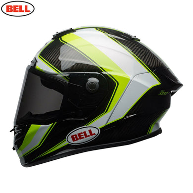 Bell Street RACE STAR SECTOR White/Hi-Viz Green Carbon Flex Impact Liner Helmet