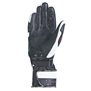 IXON RS CURVE HP Ladies Black/White/Fuschia Star Leather Motorbike Racing Gloves