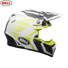 Load image into Gallery viewer, BELL MX Moto-9 Mips District Matte White/Black/Green Light Motocross Helmet