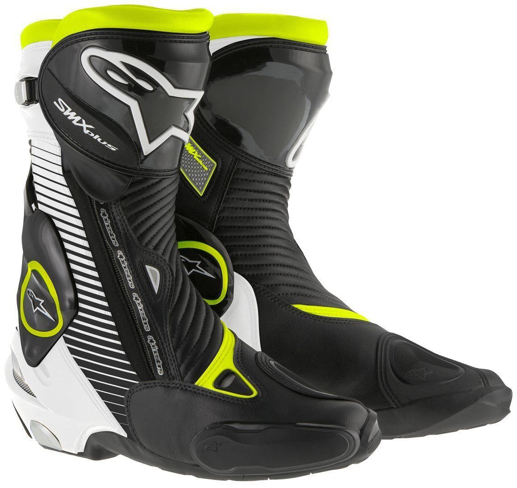 5% OFF Alpinestars SMX PLUS Black/White/Fluo Yellow Motorcycle Sports Boots