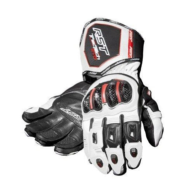 RST TRACTECH EVO White Motorbike CE Leather Sports Gloves