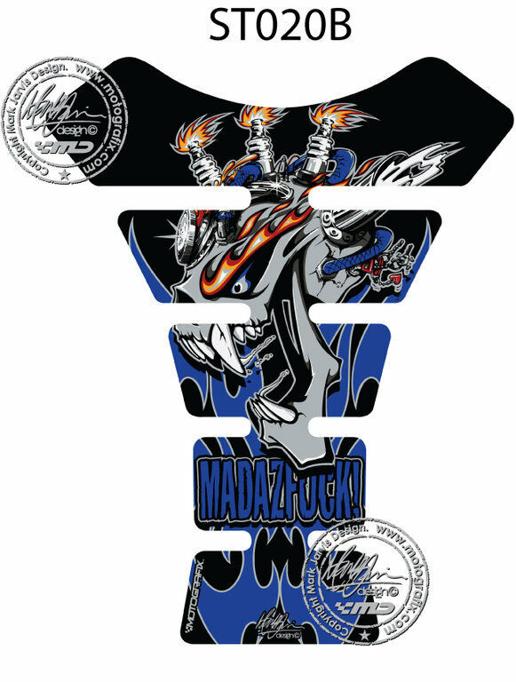 Mad Az F**K BLUE 3D Gel Motorbike MotografixTankpad Protector Suzuki/Yamaha