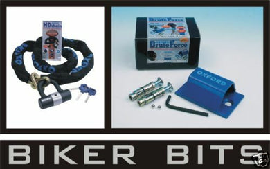Oxford HD Motorcycle 1.5m Chain and Padlock with Brute Force Ground Anchor