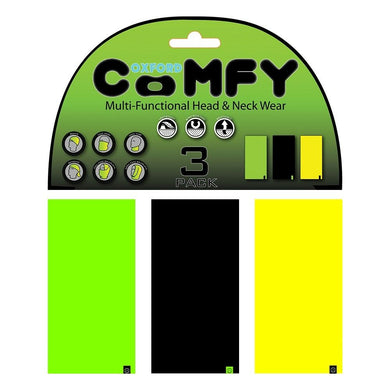 3 Oxford COMFY Green/Black/Yellow Head & Neck Snood/Scalf/Bandana/Beanie/Mask