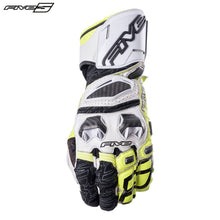 Load image into Gallery viewer, Five RFX Race White/Yellow Motorbike Sports Gloves ADVANCED CARBON Technology