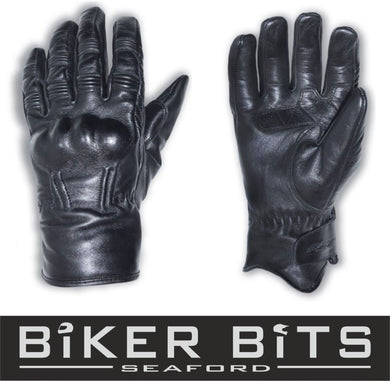 RST RETRO II Black CE Approved Leather Motorcycle Vintage Gloves