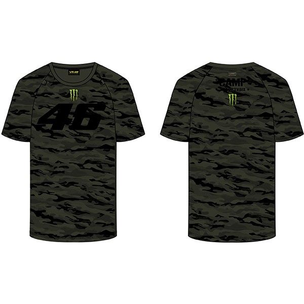 Valentino Rossi MONSTER CAMP Mens Camu T-Shirt MotoGP Merchandise VR46