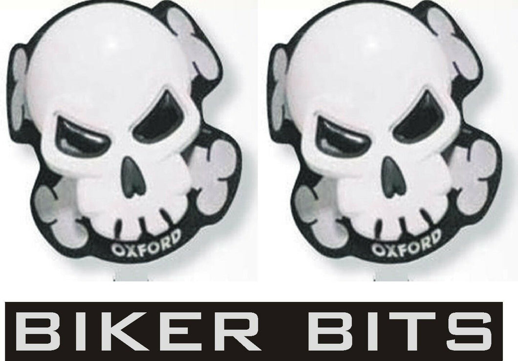 Oxford Skull White Motorbike Knee sliders for Leathers