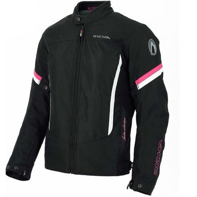 RICHA LADY LENA Black/Pink Textile Motorcycle Waterproof Jacket CE Armour