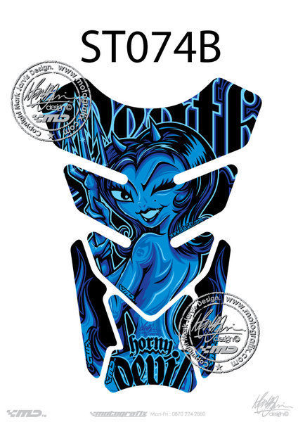 Horny Devil BLUE 3D Gel Motorbike MotografixTankpad Protector GSXR/YZF/ZXR/CBR