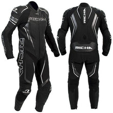 Load image into Gallery viewer, RICHA FRANCORCHAMPS 1 Piece Black/White Motorbike Leather Race Track Suit